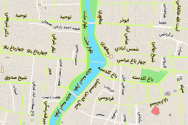 نقشه خیابان توحید اصفهان