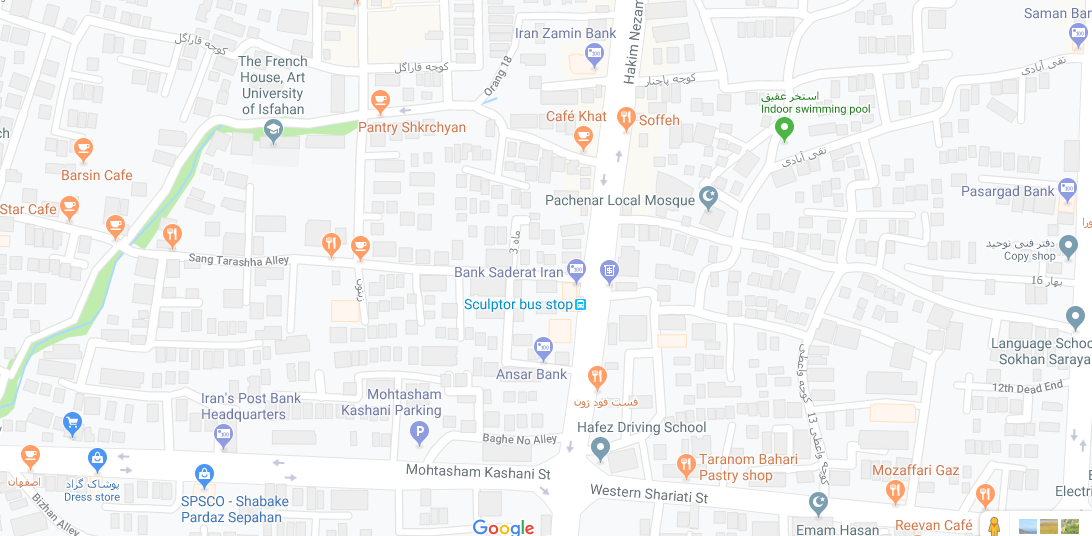 نقشه خیابان پاچنار اصفهان